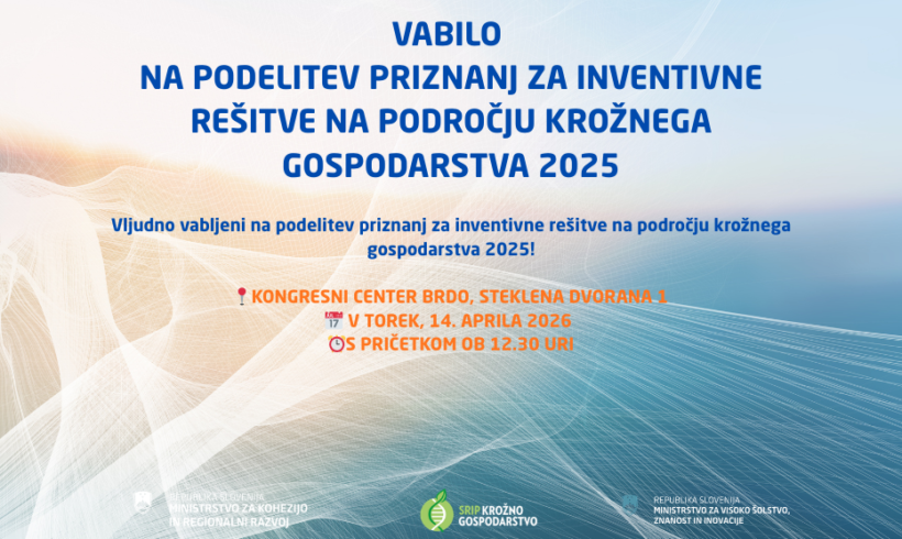 Podelitev priznanj za najboljše inventivne rešitve na področju krožnega gospodarstva za leto 2025